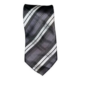 Elegant Black and Gray Armando Striped Tie